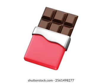 Chocolate bar 3d rendering illustration icon.