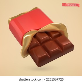 Chocolate bar, 3d vector icon