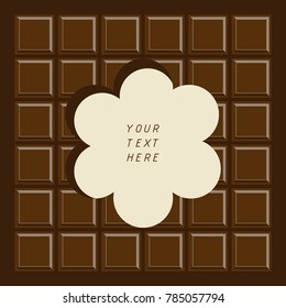 chocolate bar bite in center for text,cartoon vector illustration