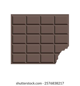 Chocolate Bar With Bitten Off Piece, Isolated On White Background. Vector Illustration