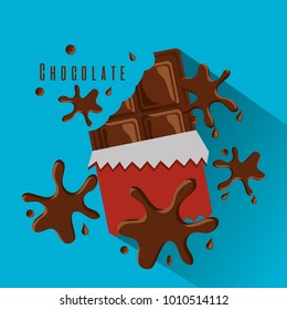 chocolate bar bitten in package and splashes