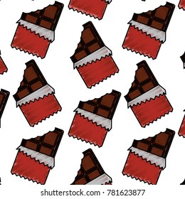 chocolate bar bitten in packaging seamless pattern