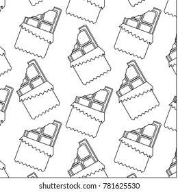 chocolate bar bitten in packaging seamless pattern