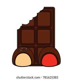chocolate bar bitten and two candy cocoa dessert