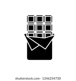 Chocolate bar black icon, vector sign on isolated background. Chocolate bar concept symbol, illustration 
