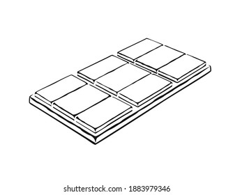 Ilustración vectorial en blanco y negro de barra de chocolate. Icono de esquema.