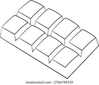 Ilustración de arte de línea de Vector blanco y negro de barra de chocolate