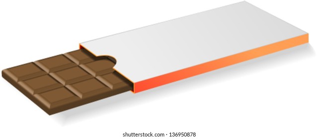 Chocolate bar in blank package to put custom text or label on it.