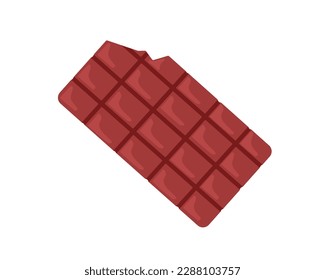 Chocolate bar, block with ite, bitten off piece. Sweet choco candy food, cocoa sugar dessert. Tasty delicious confectionery. Flat cartoon vector illustration isolated on white background