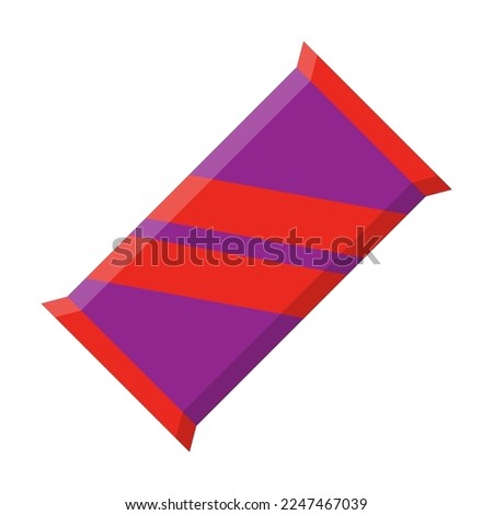 Chocolate bar in bright package for bar or store equipment isolated white. Vending machine food. Vector illustration of food for automatic shop selling. Retail concept