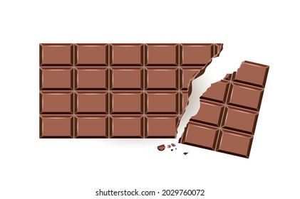 Chocolate bar broken,
Vector illustration isolated on white background
