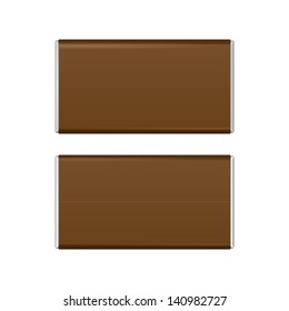 Chocolate Bar Brown White Blank Package. Illustration Isolated On White Background. Ready For Your Design. Product Packing Vector EPS10