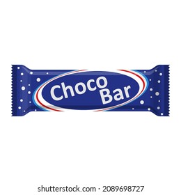 Chocolate bar of candy bar isolated on white background. Sweet snack bar package template. Dessert food vector illustration