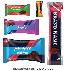 Chocolate bar of candy bar set isolated on white background