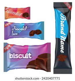 Chocolate bar of candy bar set isolated on white background