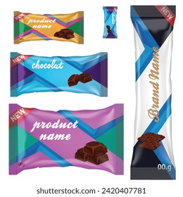 Chocolate bar of candy bar set isolated on white background