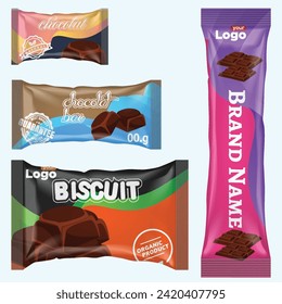 Chocolate bar of candy bar set isolated on white background