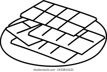 chocolate bar or candy square outline concept, Milk Caramel wafers vector design, Fast Food hand draw symbol, Junk food sign, english american cuisine stock illustration