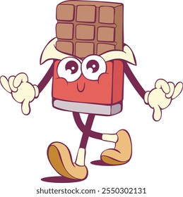 Chocolate bar cartoon groovy character