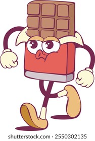 Chocolate bar cartoon groovy character