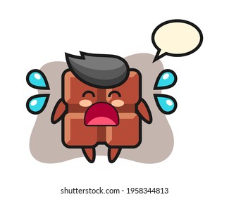 Chocolate bar cartoon illustration with crying gesture, cute style design for t shirt, sticker, logo element