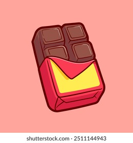 Ilustração do ícone do vetor de desenhos animados da barra de chocolate. Vetor Premium Isolado do Conceito de Ícone de Férias de Alimentos. Estilo de Desenho Animado Plano