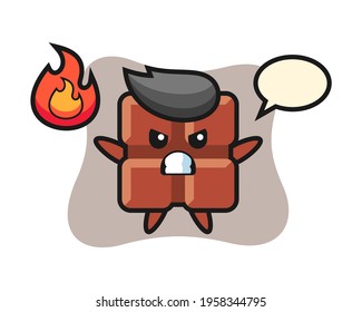 Chocolate bar character cartoon with angry gesture, cute style design for t shirt, sticker, logo element