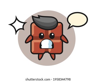 Chocolate bar character cartoon with shocked gesture, cute style design for t shirt, sticker, logo element