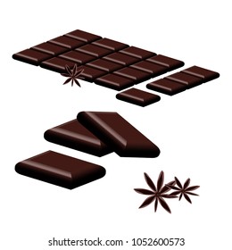 
A chocolate bar with chunks of chocolate.