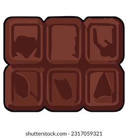 Diseño plano del vector de la barra de chocolate sobre fondo blanco, elemento de trayectoria de recorte aislado del postre