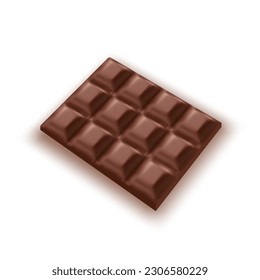 La Barra De Chocolate Se Acerca Aislada En Fondo Blanco. Vector EPS10
