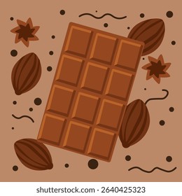 Chocolate Bar with Cocoa Beans and Star Anise