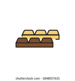 Chocolate bar color line icon. Isolated vector element.