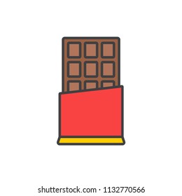 Chocolate bar colored line icon.