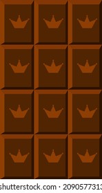 Chocolate bar with crown, bar of dark chokolate isolated vector