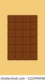 Chocolate bar and cubes. Chocolate pieces. Chocolate vector.