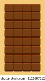 Chocolate bar and cubes. Chocolate pieces. Chocolate vector.