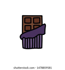 chocolate bar doodle icon, vector illustration