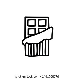 chocolate bar doodle icon, vector illustration