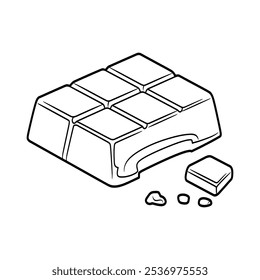 Chocolate bar doodle vector illustration of sweet dessert candy.