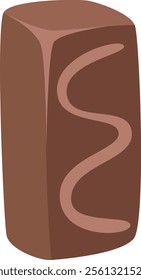 Chocolate bar featuring a creamy milk filling, creatively shaped into a stylized letter S and standing upright against a clean white background, exuding sweetness and indulgence