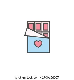 Chocolate Bar Filled Color Icon - Valentine's Day Elements Icon Set Vector Illustration