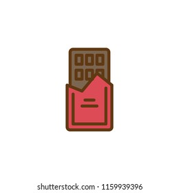 Chocolate bar filled outline icon, line vector sign, linear colorful pictogram isolated on white. Chocolate bar package Symbol, logo illustration. Pixel perfect vector graphics