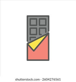 Chocolate Bar filled outline icon. Chocolate Bar color line illustration.
