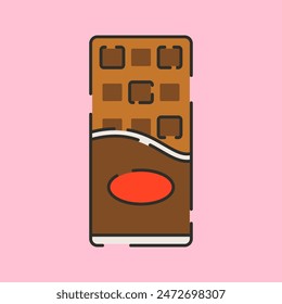 Chocolate Bar Flat Cartoon Style Illustration