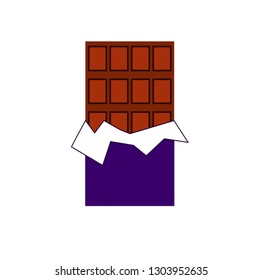 Chocolate bar flat icon isolated on white background. Vector illustration.