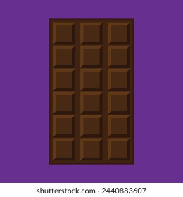 Chocolate bar flat icon isolated on violet background. Flat illustration of chocolate bar. Simple chocolate in flat style, vector illustration. EPS file 253.