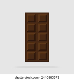 Chocolate bar flat icon with long shadow isolated on grey background. Flat illustration of chocolate bar. Simple chocolate in flat style, vector illustration. EPS file 245.