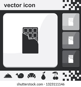 Chocolate bar flat set of buttons vector icon.