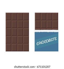 A chocolate bar in a flat style. Icon of chocolate isolated on white background. Vector illustration.